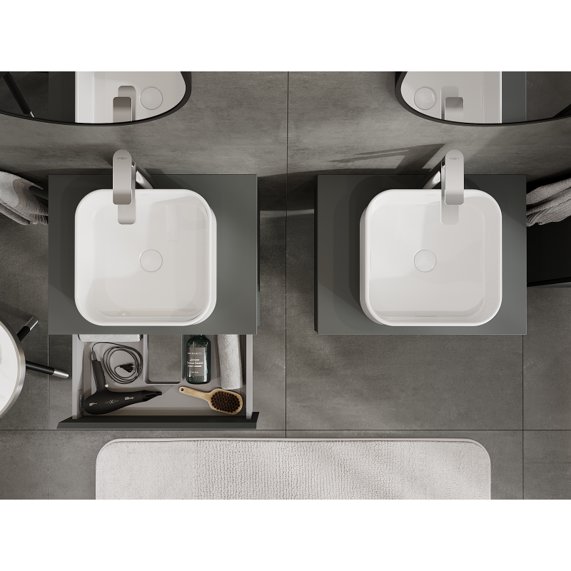 Mexen Orio Badezimmer-Unterschrank 60 cm, 1 Schublade, Graphit matt - 91A10-06023-1-BF66