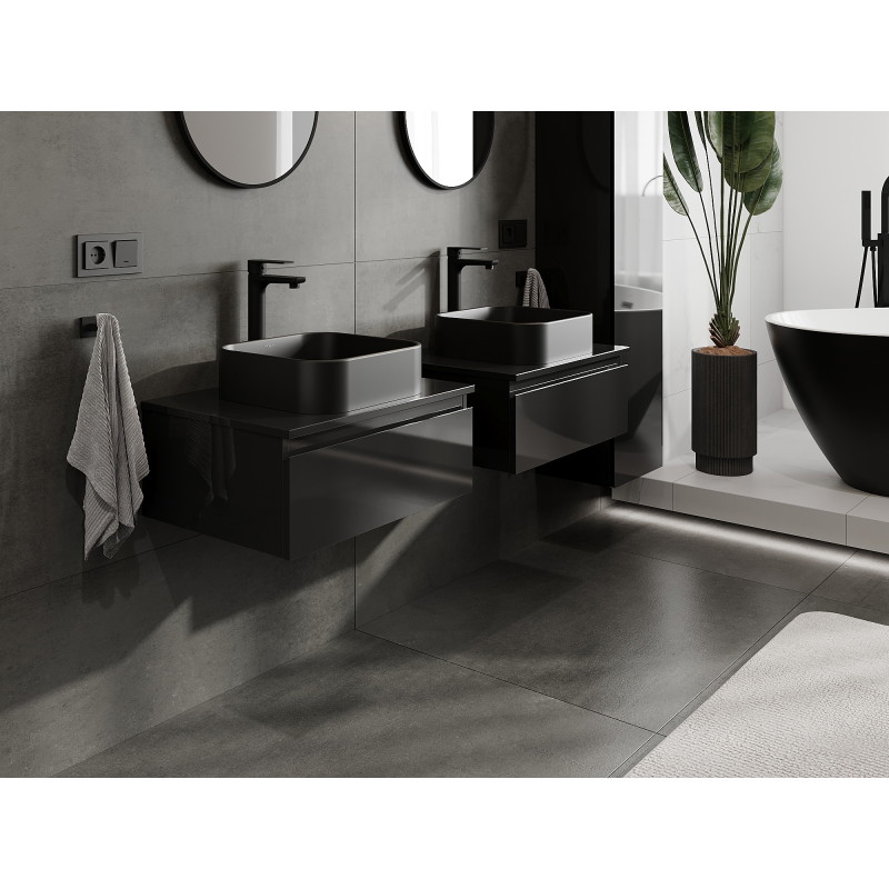Mexen Orio bathroom cabinet under sink 60 cm, 1 drawer, black gloss - 91A10-06023-1-BF70
