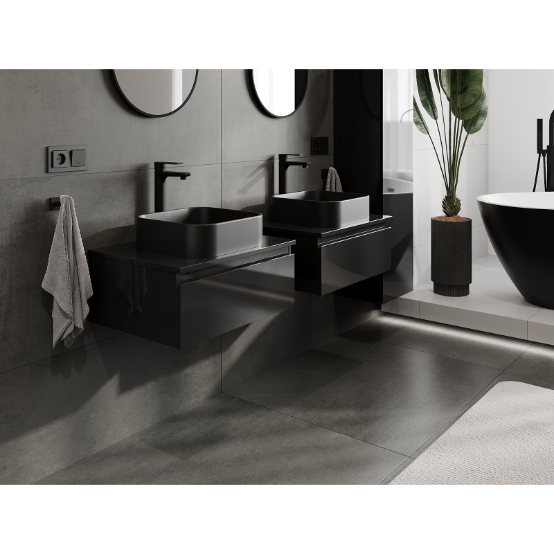 Mexen Orio meuble de salle de bain sous-lavabo 60 cm, 1 tiroir, noir brillant - 91A10-06023-1-BF70