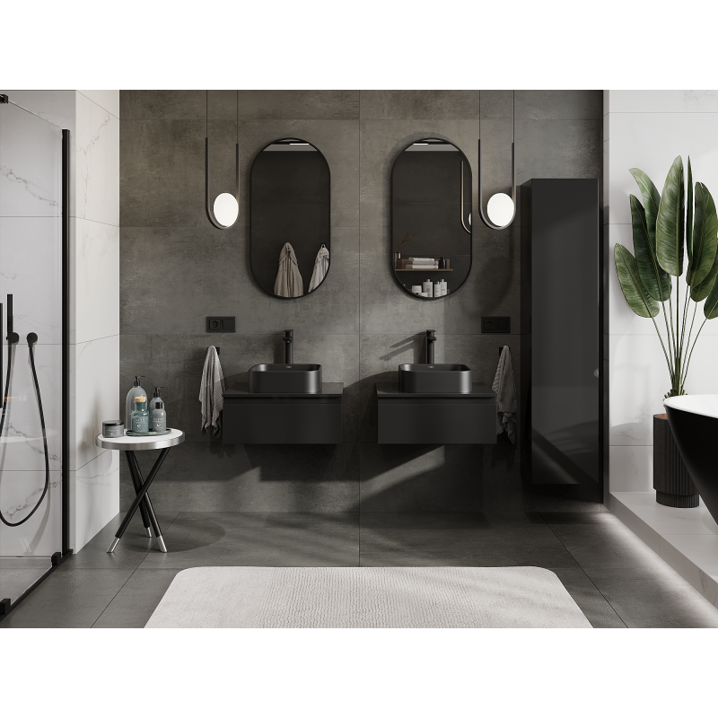 Mexen Orio meuble de salle de bain sous-lavabo 60 cm, 1 tiroir, noir brillant - 91A10-06023-1-BF70