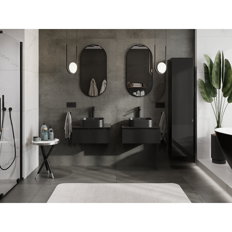 Mexen Orio mobiletto da bagno sottolavabo 60 cm, 1 cassetto, nero lucido - 91A10-06023-1-BF70