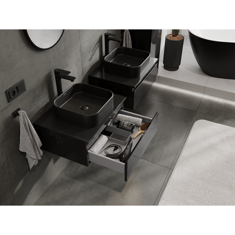 Mexen Orio mueble de baño bajo lavabo 60 cm, 1 cajón, negro brillo - 91A10-06023-1-BF70