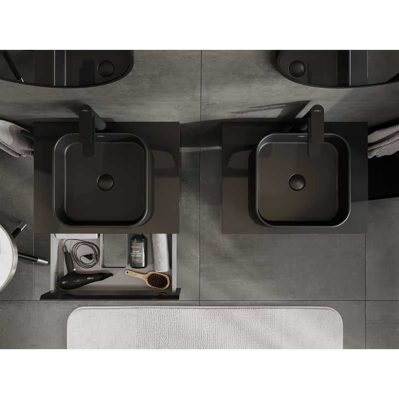 Mexen Orio badkamerkastje onder de wastafel 60 cm, 1 lade, zwart glans - 91A10-06023-1-BF70