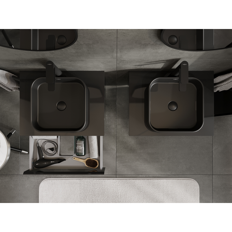 Mexen Orio meuble de salle de bain sous-lavabo 60 cm, 1 tiroir, noir brillant - 91A10-06023-1-BF70