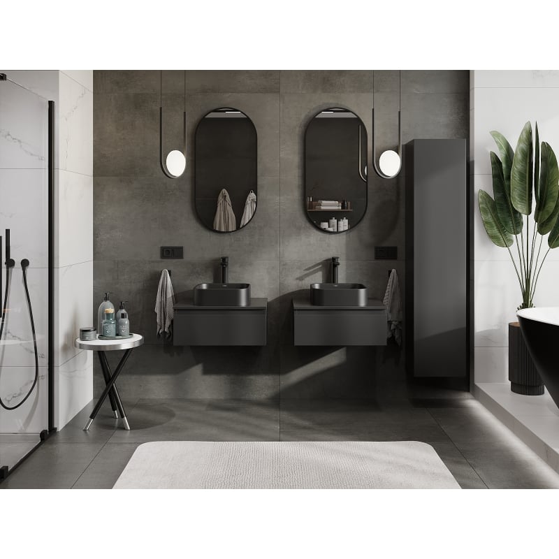 Mexen Orio bathroom cabinet for washbasin 60 cm, 1 drawer, black matte - 91A10-06023-1-BF71