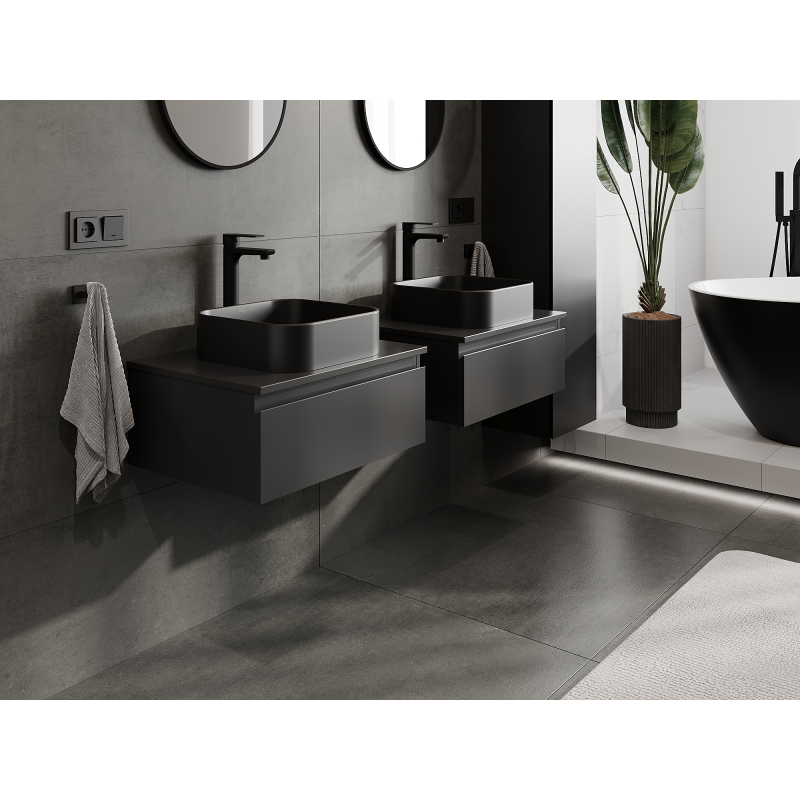 Mexen Orio armoire de salle de bains sous le lavabo 60 cm, 1 tiroir, noir mat - 91A10-06023-1-BF71