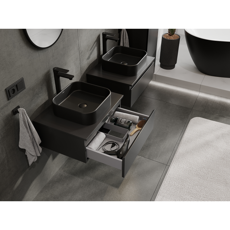 Mexen Orio armoire de salle de bains sous le lavabo 60 cm, 1 tiroir, noir mat - 91A10-06023-1-BF71