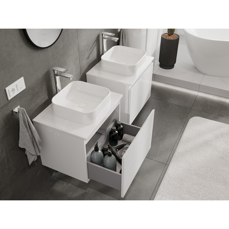 Mexen Orio 60 cm Bathroom Cabinet Under Sink, 1 Drawer, White Gloss - 91A10-06047-1-BF00
