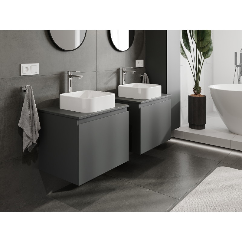 Mexen Orio bathroom vanity unit 60 cm, 1 drawer, matte graphite - 91A10-06047-1-BF66