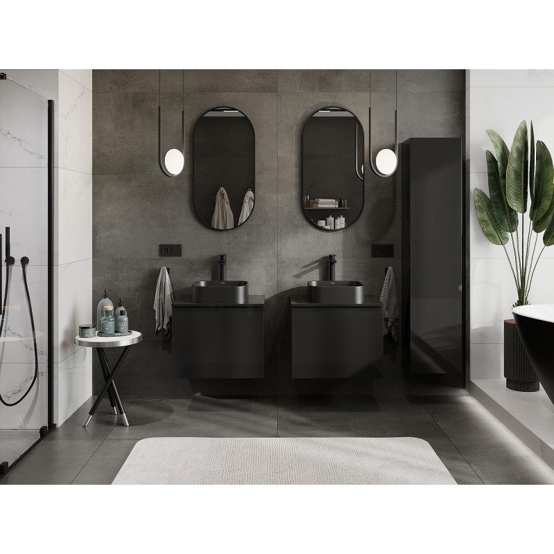 Mexen Orio bathroom cabinet for a 60 cm sink, 1 drawer, black gloss - 91A10-06047-1-BF70