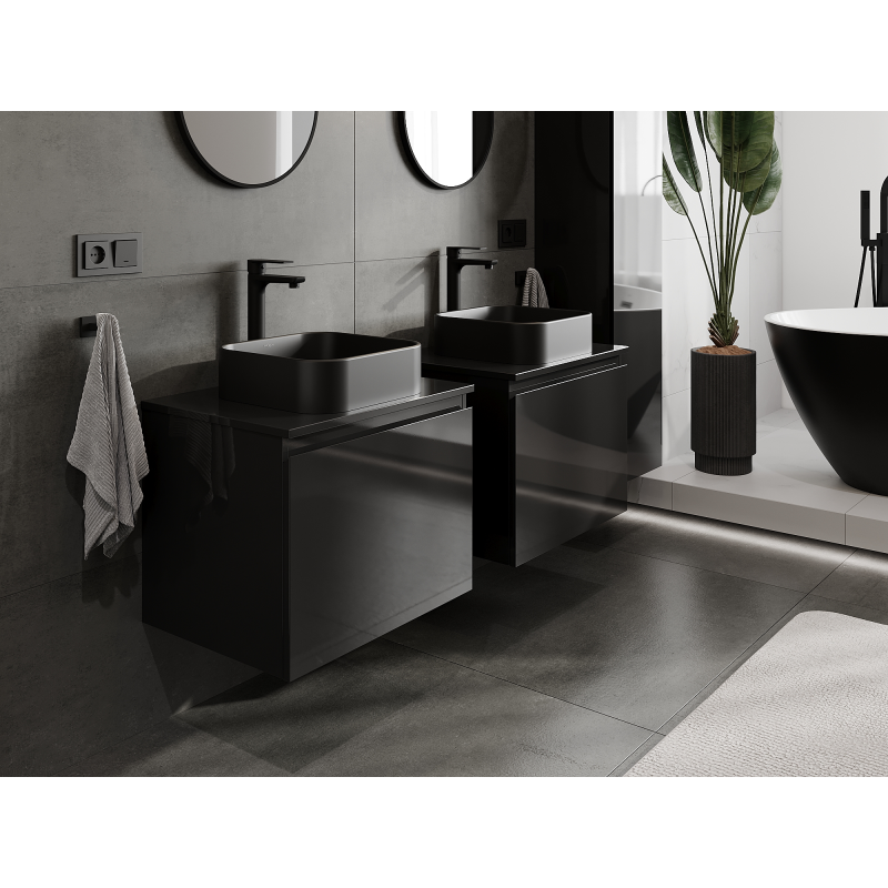 Mexen Orio armário de casa de banho sob lavatório 60 cm, 1 gaveta, preto brilhante - 91A10-06047-1-BF70