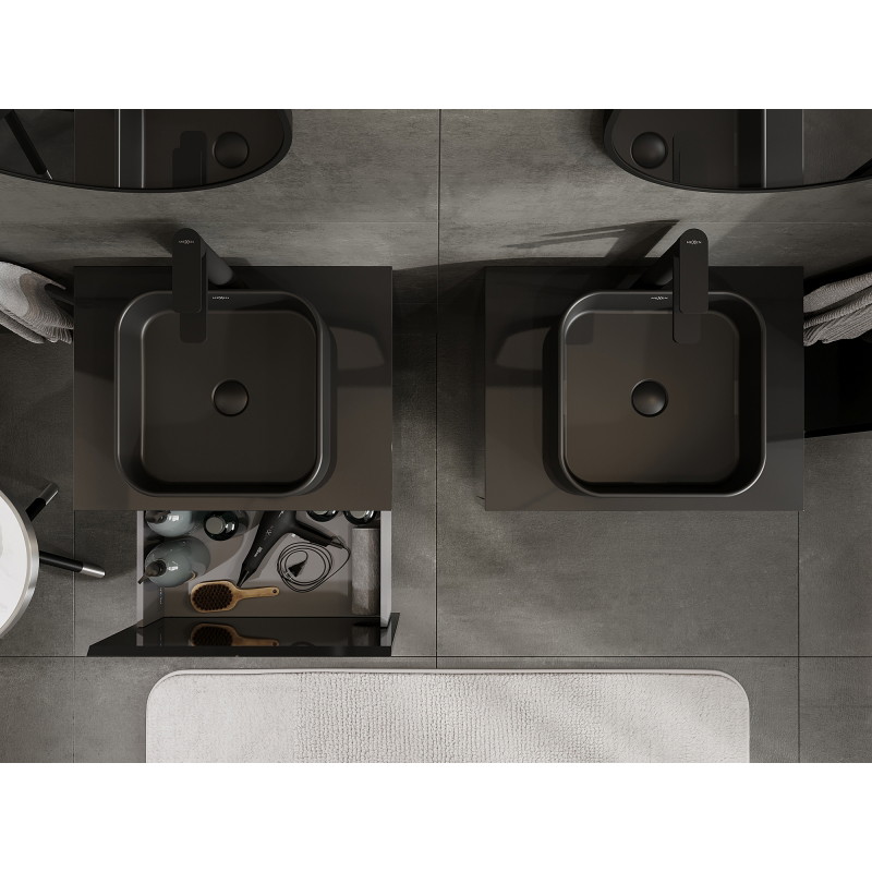 Mexen Orio bathroom cabinet for a 60 cm sink, 1 drawer, black gloss - 91A10-06047-1-BF70