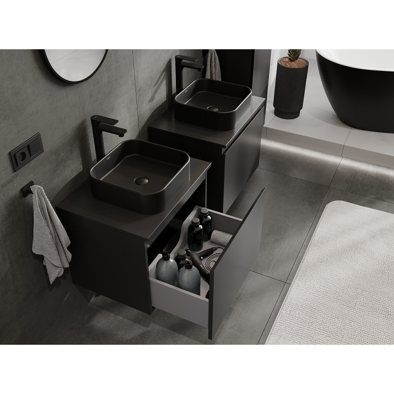 Mexen Orio bathroom cabinet under sink 60 cm, 1 drawer, black matte - 91A10-06047-1-BF71
