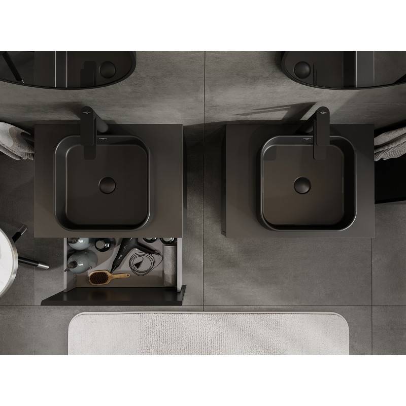Mexen Orio bathroom cabinet under sink 60 cm, 1 drawer, black matte - 91A10-06047-1-BF71