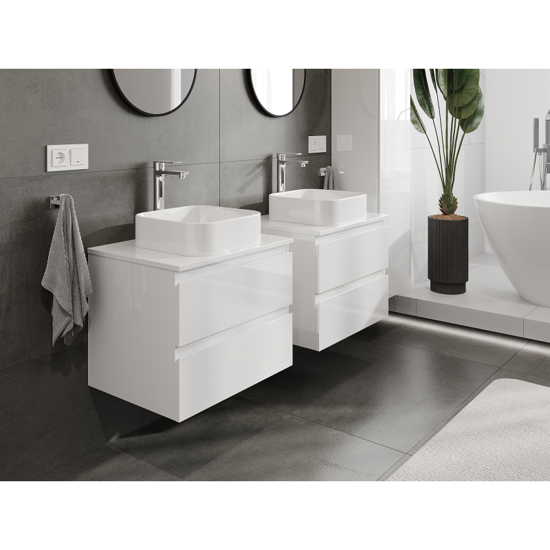 Mexen Orio meuble-lavabo salle de bain 60 cm, 2 tiroirs, blanc brillant - 91A10-06047-2-BFF00