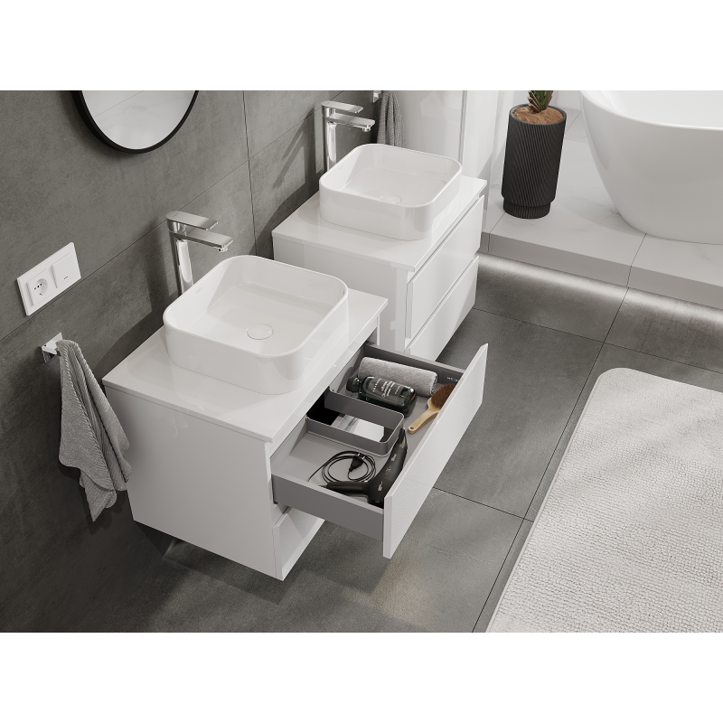 Mexen Orio meuble-lavabo salle de bain 60 cm, 2 tiroirs, blanc brillant - 91A10-06047-2-BFF00