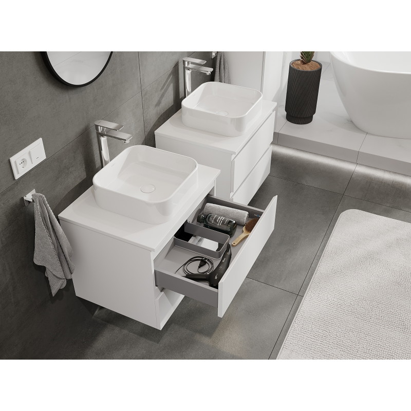 Mexen Orio bathroom cabinet under-sink 60 cm, 2 drawers, white matte - 91A10-06047-2-BFF01