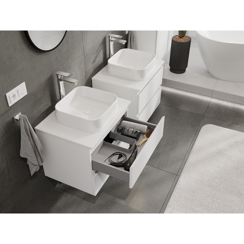 Mexen Orio meuble de salle de bains sous lavabo 60 cm, 2 tiroirs, blanc mat - 91A10-06047-2-BFF01