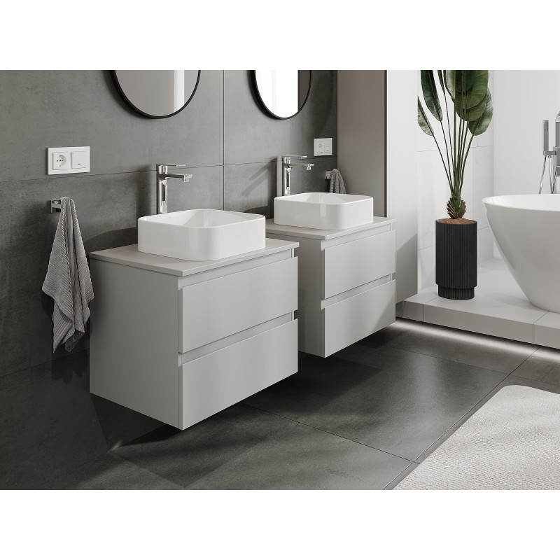 Mexen Orio 60 cm Vanity Unit, 2 Drawers, Matte Grey - 91A10-06047-2-BFF62
