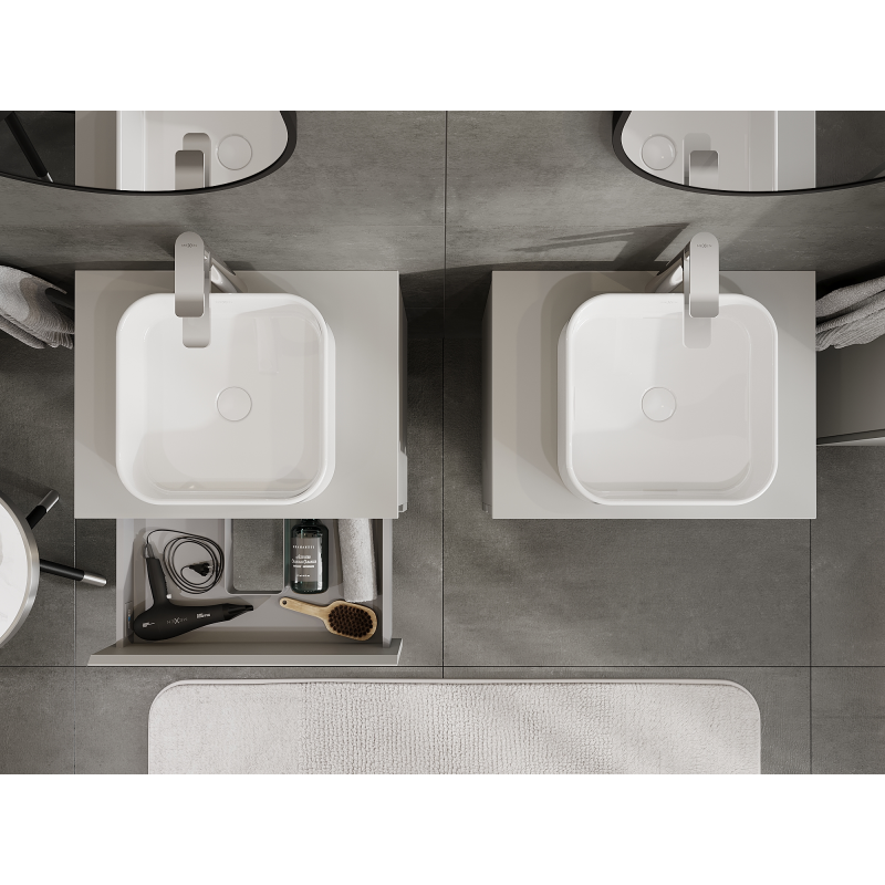 Mexen Orio badkamerkastje onder wastafel 60 cm, 2 lades, grijze mat - 91A10-06047-2-BFF62