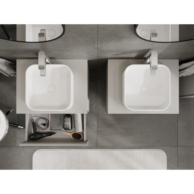 Mexen Orio vannitoakapp kraanikausi alla 60 cm, 2 sahtlit, hall matt - 91A10-06047-2-BFF62