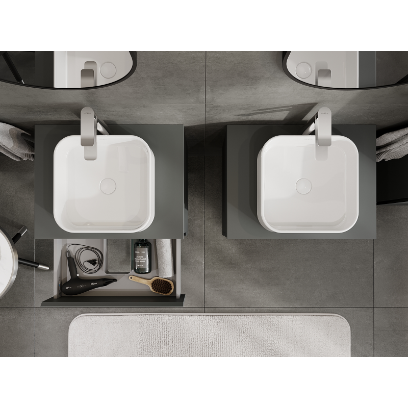 Mexen Orio ντουλάπι μπάνιου κάτω από νιπτήρα 60 εκ., 2 συρτάρια, γραφίτης ματ