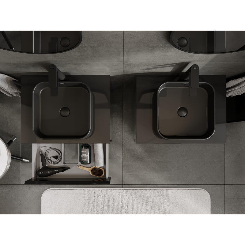 Mexen Orio mobile da bagno sottolavabo 60 cm, 2 cassetti, nero lucido - 91A10-06047-2-BFF70