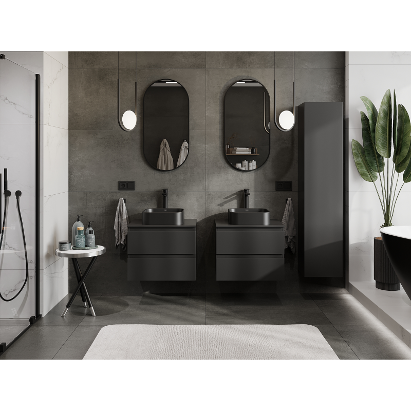 Mexen Orio meuble de salle de bain sous-vasque 60 cm, 2 tiroirs, noir mat - 91A10-06047-2-BFF71