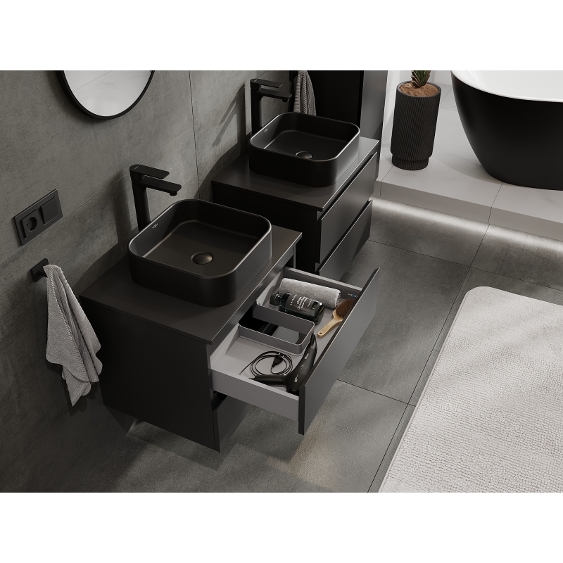 Mexen Orio meuble de salle de bain sous-vasque 60 cm, 2 tiroirs, noir mat - 91A10-06047-2-BFF71
