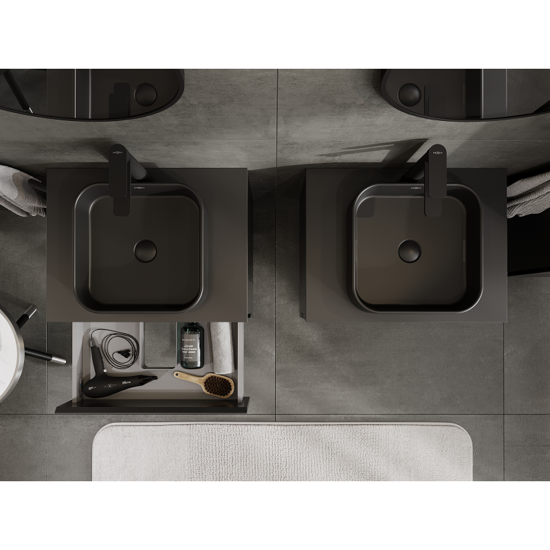 Mexen Orio 60 cm pesuallaskaappi, 2 laatikkoa, musta matta - 91A10-06047-2-BFF71