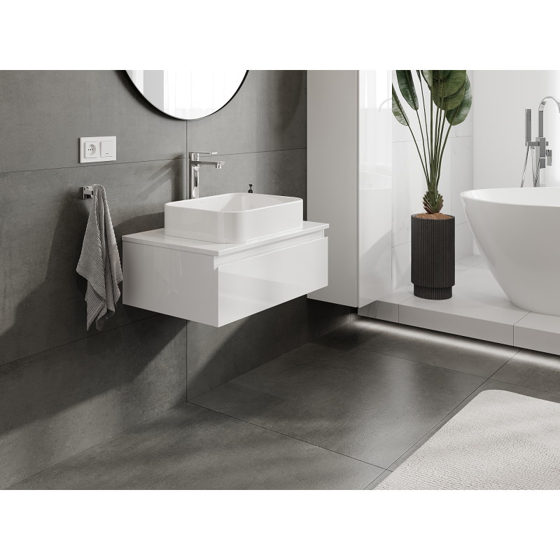 Mexen Orio bathroom cabinet under-sink 70 cm, 1 drawer, white gloss - 91A10-07023-1-BF00