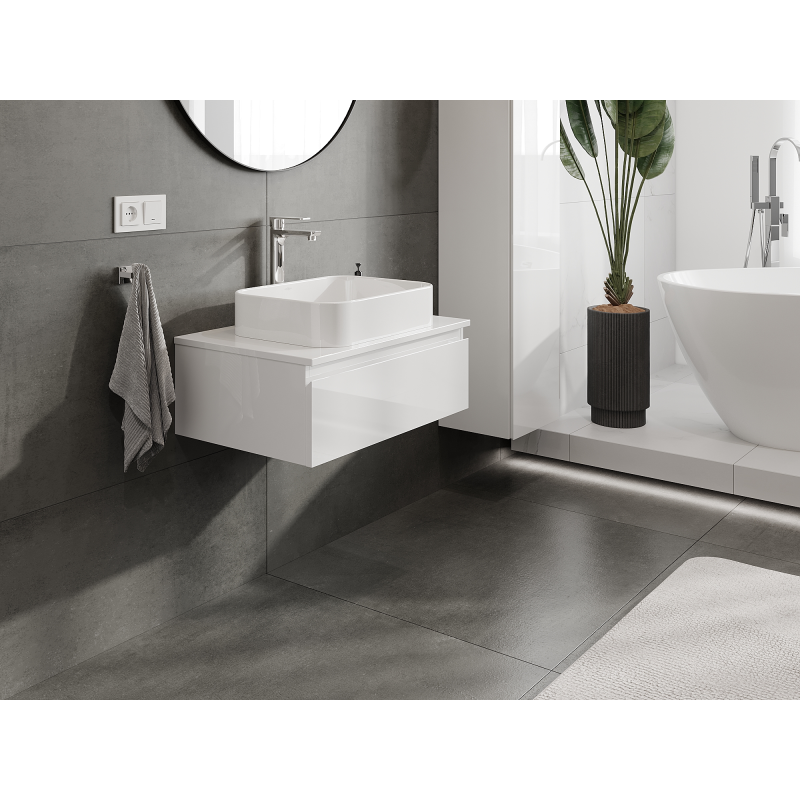 Mexen Orio kylpyhuonekaappi pesualtaan alla 70 cm, 1 laatikko, valkoinen kiiltävä - 91A10-07023-1-BF00