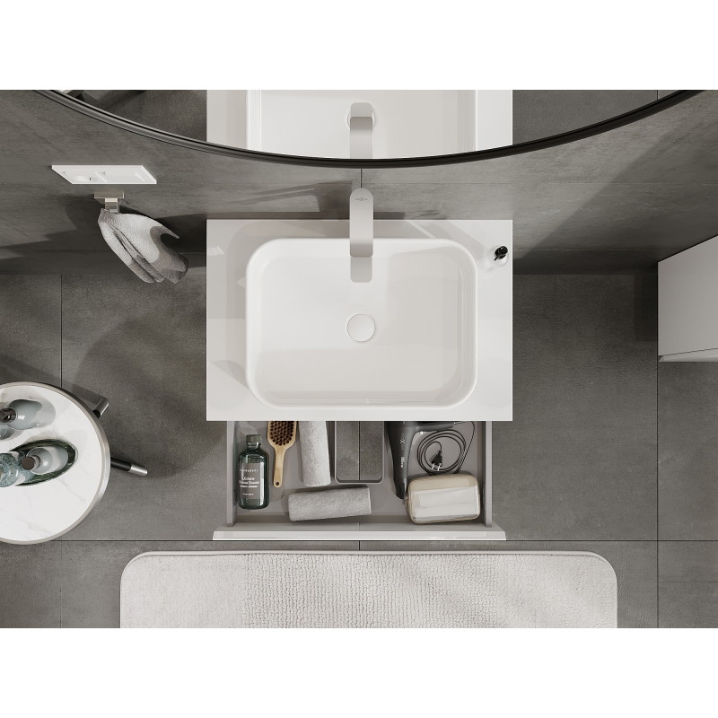 Mexen Orio bathroom cabinet under-sink 70 cm, 1 drawer, white gloss - 91A10-07023-1-BF00