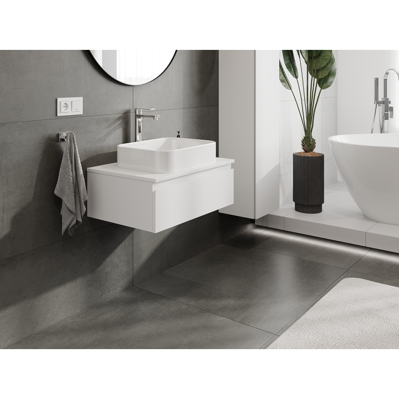 Mexen Orio armário de casa de banho para lavatório 70 cm, 1 gaveta, branco mate - 91A10-07023-1-BF01