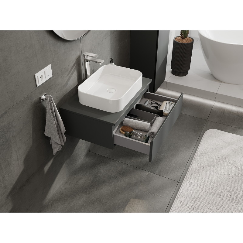 Mexen Orio 70 cm Under-Sink Bathroom Cabinet, 1 Drawer, Matte Graphite - 91A10-07023-1-BF66