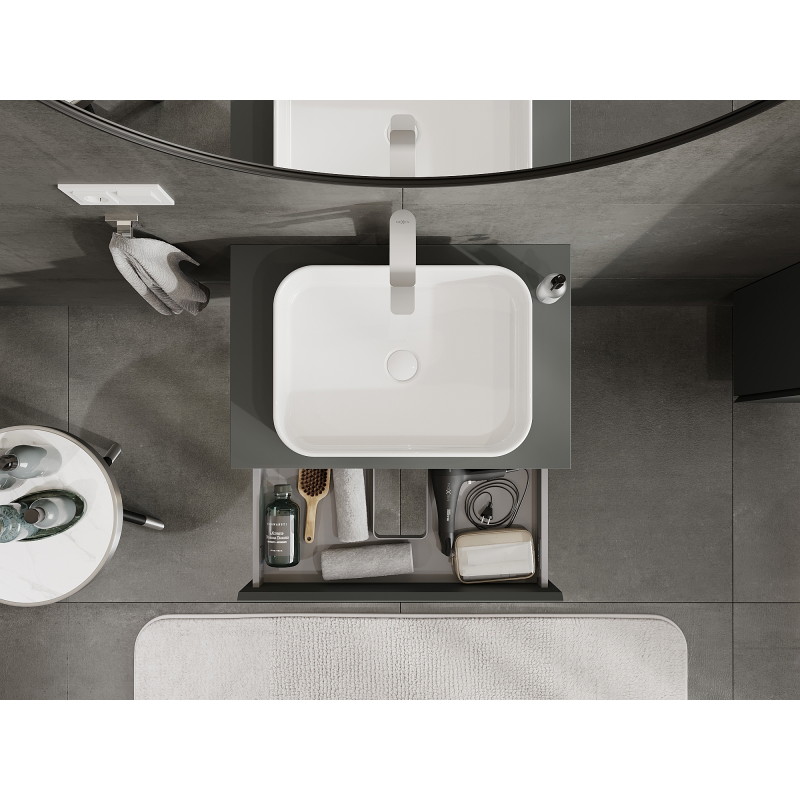 Mexen Orio 70 cm Under-Sink Bathroom Cabinet, 1 Drawer, Matte Graphite - 91A10-07023-1-BF66