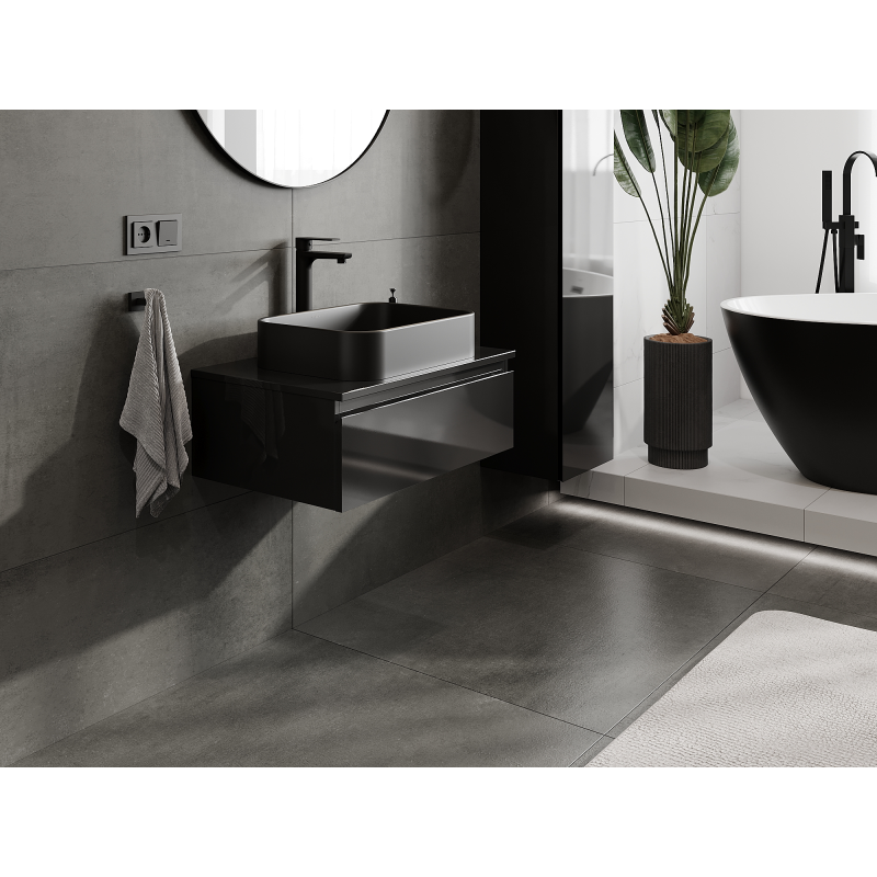 Mexen Orio armário de casa de banho sob lavatório 70 cm, 1 gaveta, preto brilho - 91A10-07023-1-BF70