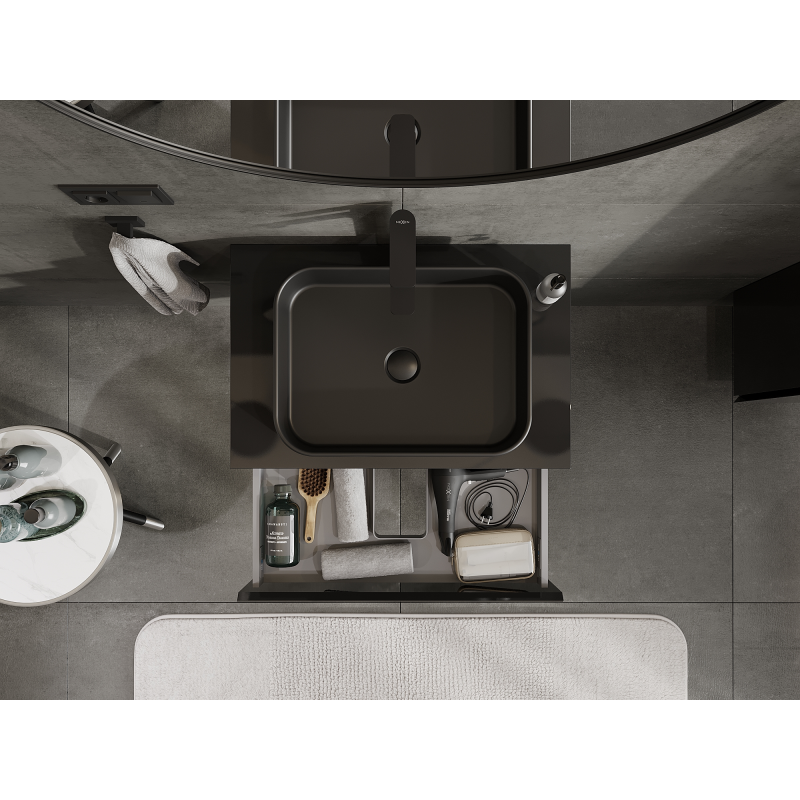 Mexen Orio armário de casa de banho sob lavatório 70 cm, 1 gaveta, preto brilho - 91A10-07023-1-BF70