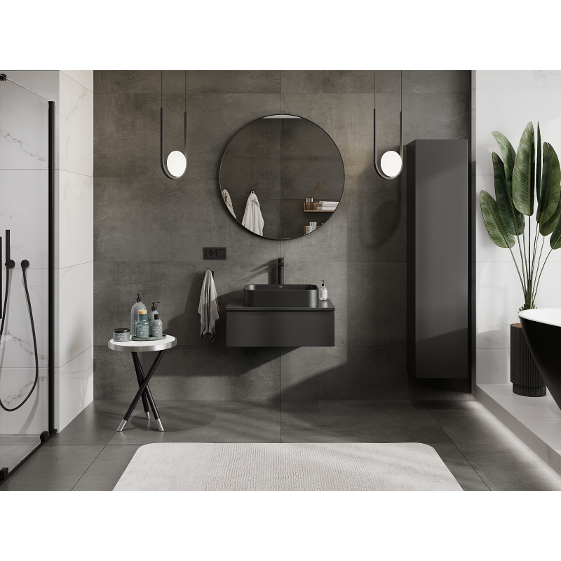 Mexen Orio armário de casa de banho para lavatório 70 cm, 1 gaveta, preto mate - 91A10-07023-1-BF71