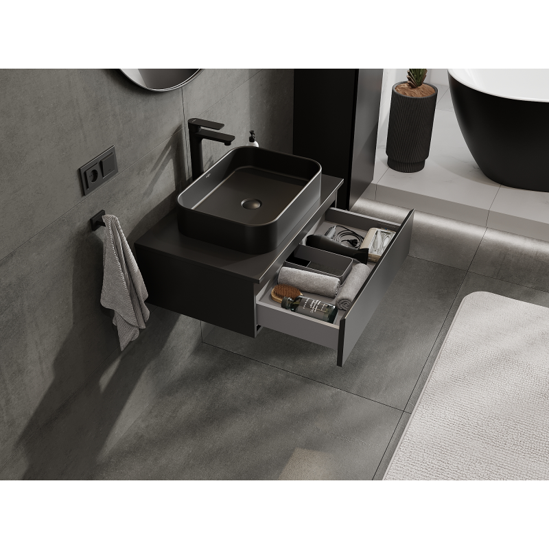 Mexen Orio meuble-lavabo 70 cm, 1 tiroir, noir mat - 91A10-07023-1-BF71