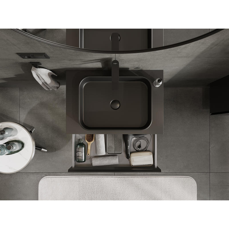 Mexen Orio armário de casa de banho para lavatório 70 cm, 1 gaveta, preto mate - 91A10-07023-1-BF71