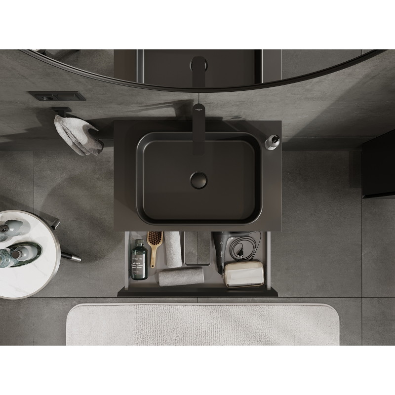 Mexen Orio bathroom cabinet under sink 70 cm, 1 drawer, black matte - 91A10-07023-1-BF71
