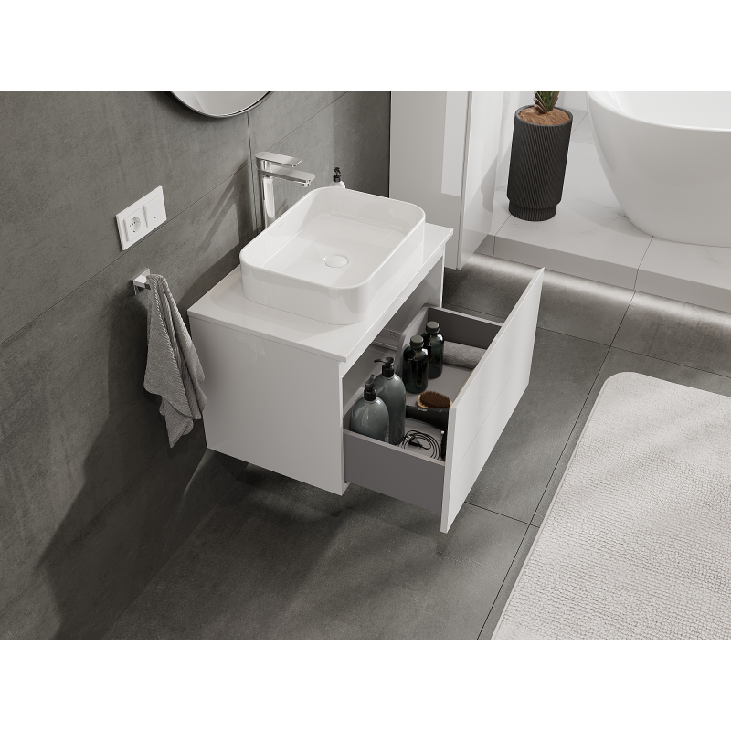 Mexen Orio kopalna omarica za umivalnik 70 cm, 1 predal, bela svetleča - 91A10-07047-1-BF00