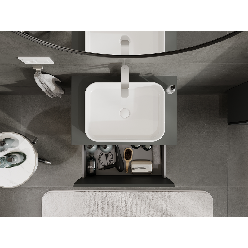 Mexen Orio kylpyhuoneen allaskaappi 70 cm, 1 laatikko, matta grafiitti - 91A10-07047-1-BF66