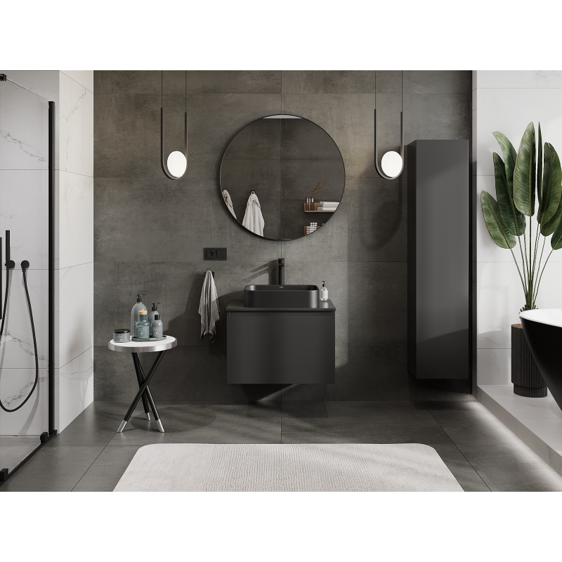 Mexen Orio armário de casa de banho para lavatório 70 cm, 1 gaveta, preto mate - 91A10-07047-1-BF71