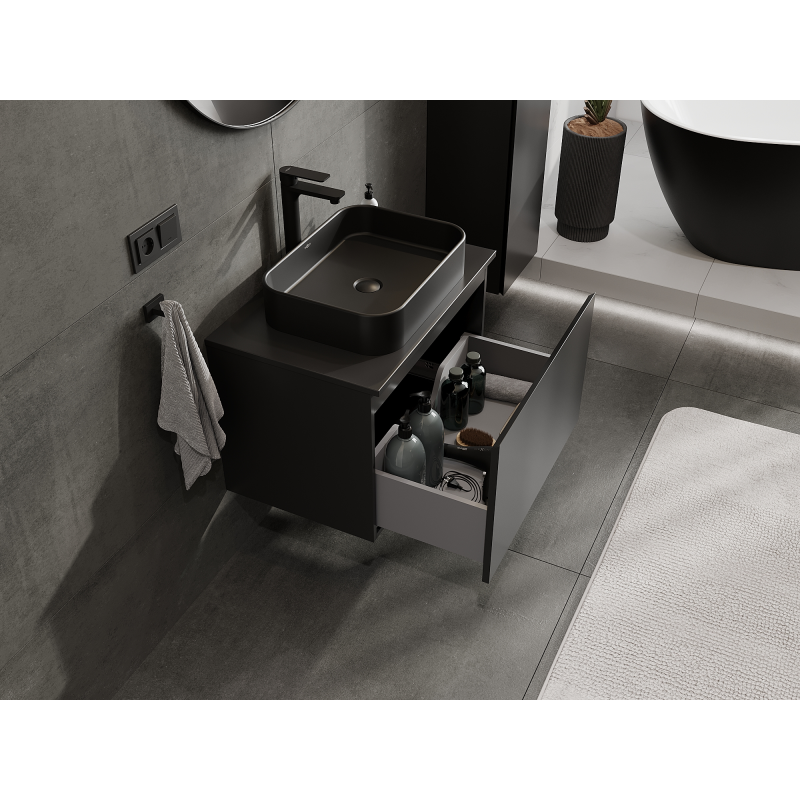 Mexen Orio armário de casa de banho para lavatório 70 cm, 1 gaveta, preto mate - 91A10-07047-1-BF71