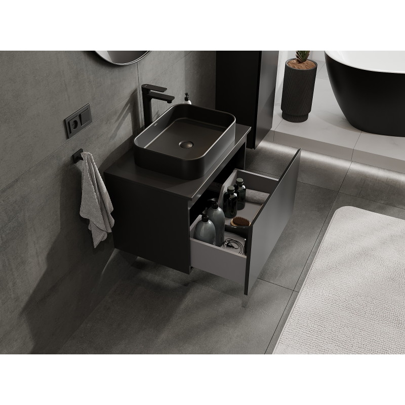 Mexen Orio bathroom cabinet under sink 70 cm, 1 drawer, black matte - 91A10-07047-1-BF71