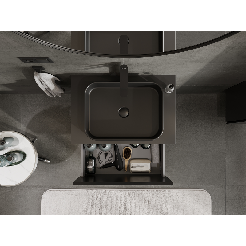 Mexen Orio badrumsskåp under tvättställ 70 cm, 1 låda, svart matt - 91A10-07047-1-BF71