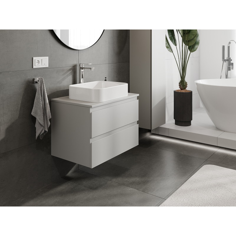 Mexen Orio bathroom cabinet for washbasin 70 cm, 2 drawers, grey matt - 91A10-07047-2-BFF62