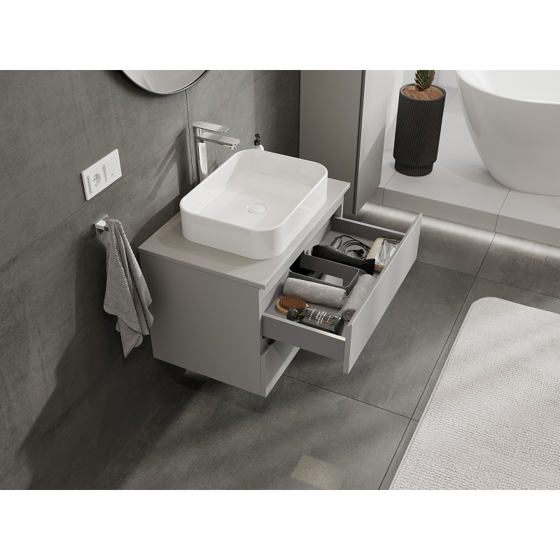 Mexen Orio armario de baño para lavabo de 70 cm, 2 cajones, gris mate - 91A10-07047-2-BFF62